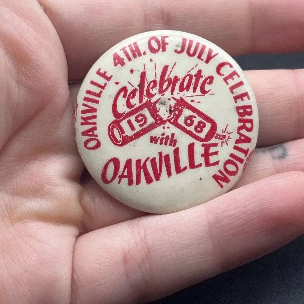 Celebrate 1968 With Oakville‎ 4th Of July Celebration Firework Button Pin